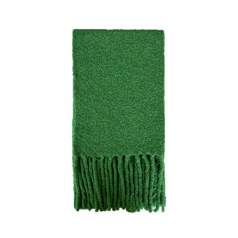 Korean designer 50% selection wool circle solid color fringed scarf women's winter atmosphere soft scarf