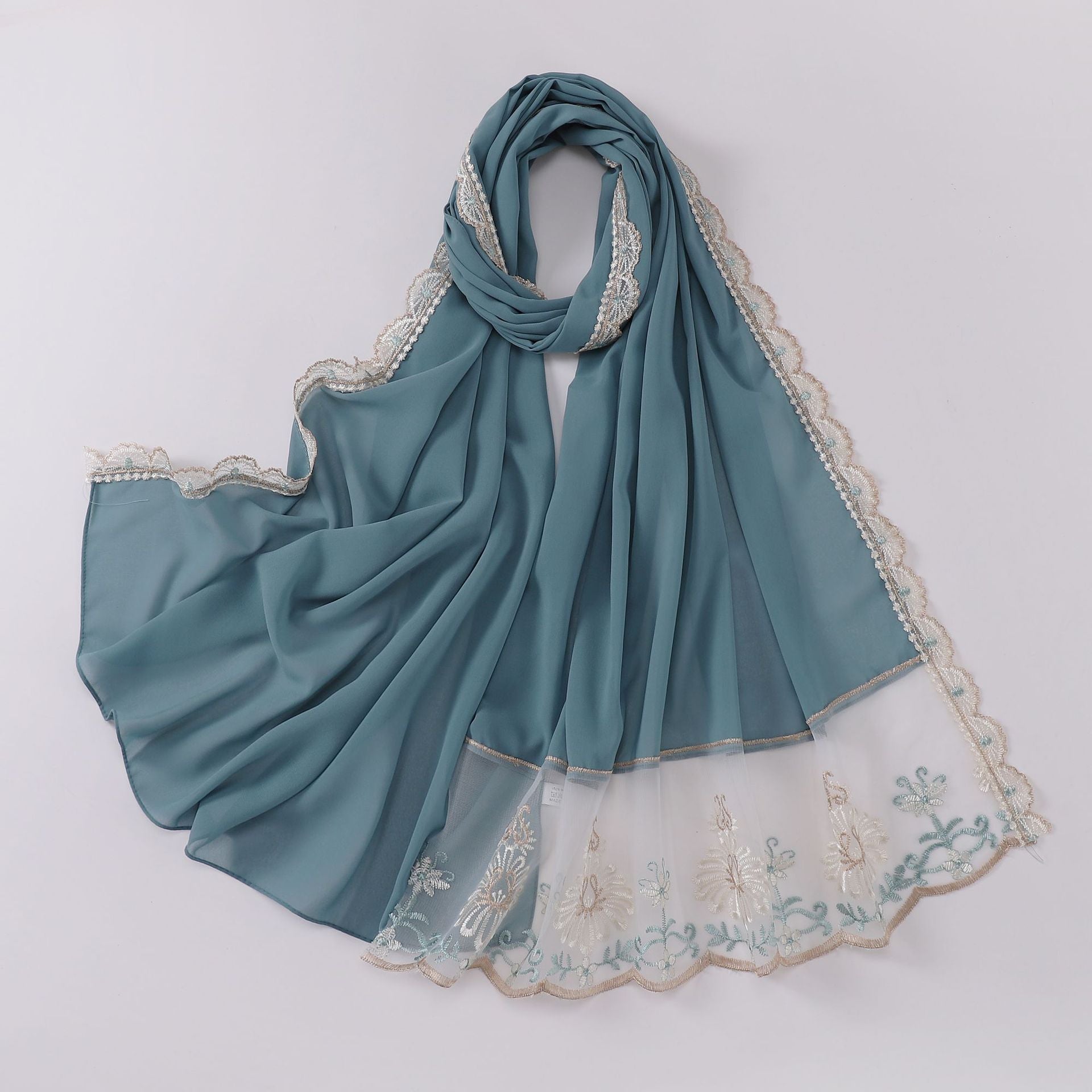New chiffon color lace L-shaped long scarf  scarf Middle East and Africa headscarf hijab