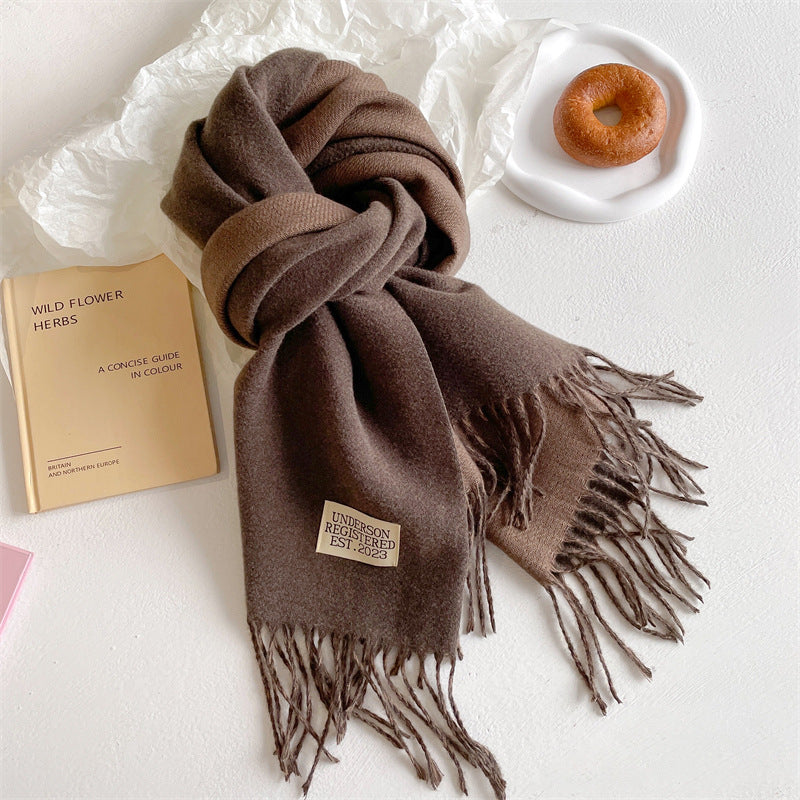 Autumn and winter new double-sided imitation cashmere scarf women's solid color long shawl scarf