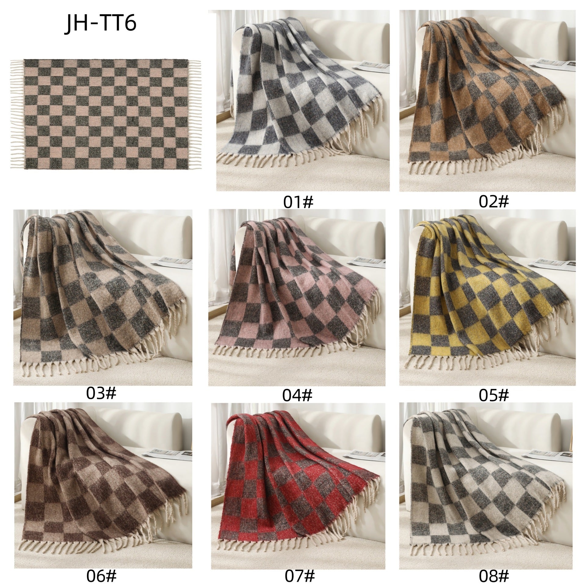 Blanket new European, American autumn and winter imitation mohair thickened checkered large shawl jacquard blanket