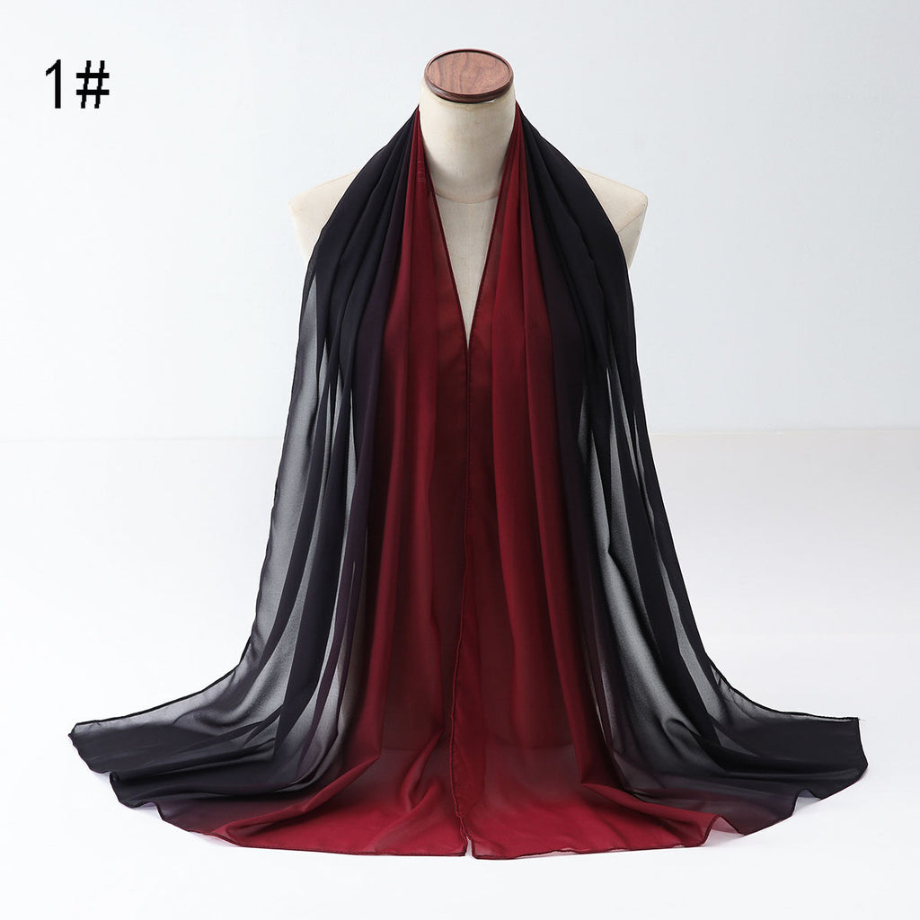 New versatile pearl chiffon gradual change color scarf yarn Middle East Africa Malaysia Indonesia headscarf