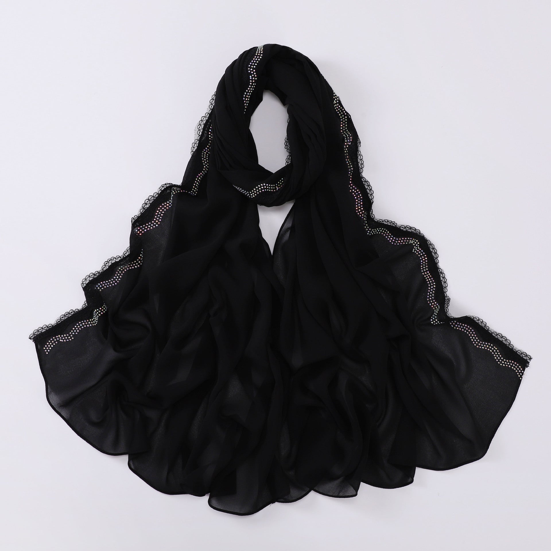 New Chiffon Eyelash Lace Hot Diamond Scarf  Middle East and Africa Headscarf