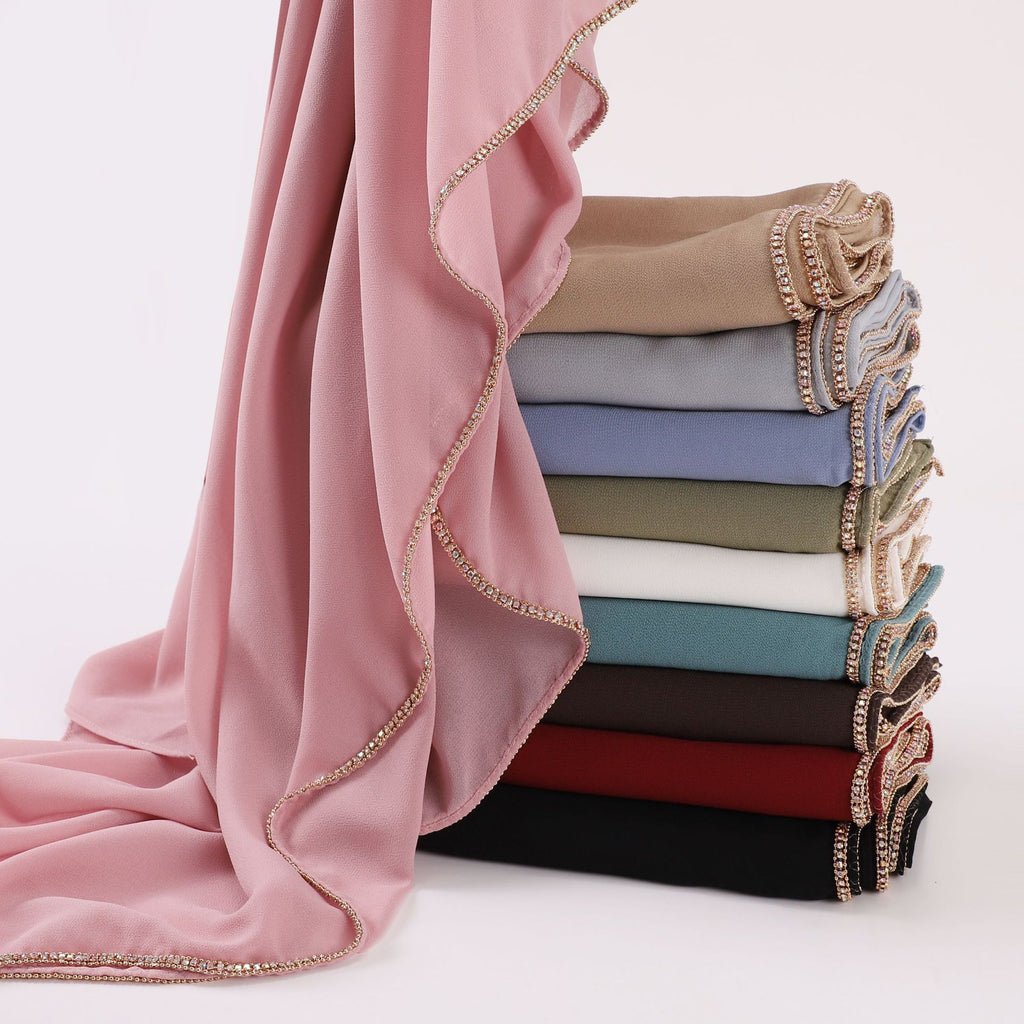 Diamond copper chain washable chiffon scarf yarn scarf Middle East Africa headscarf Malay headscarf