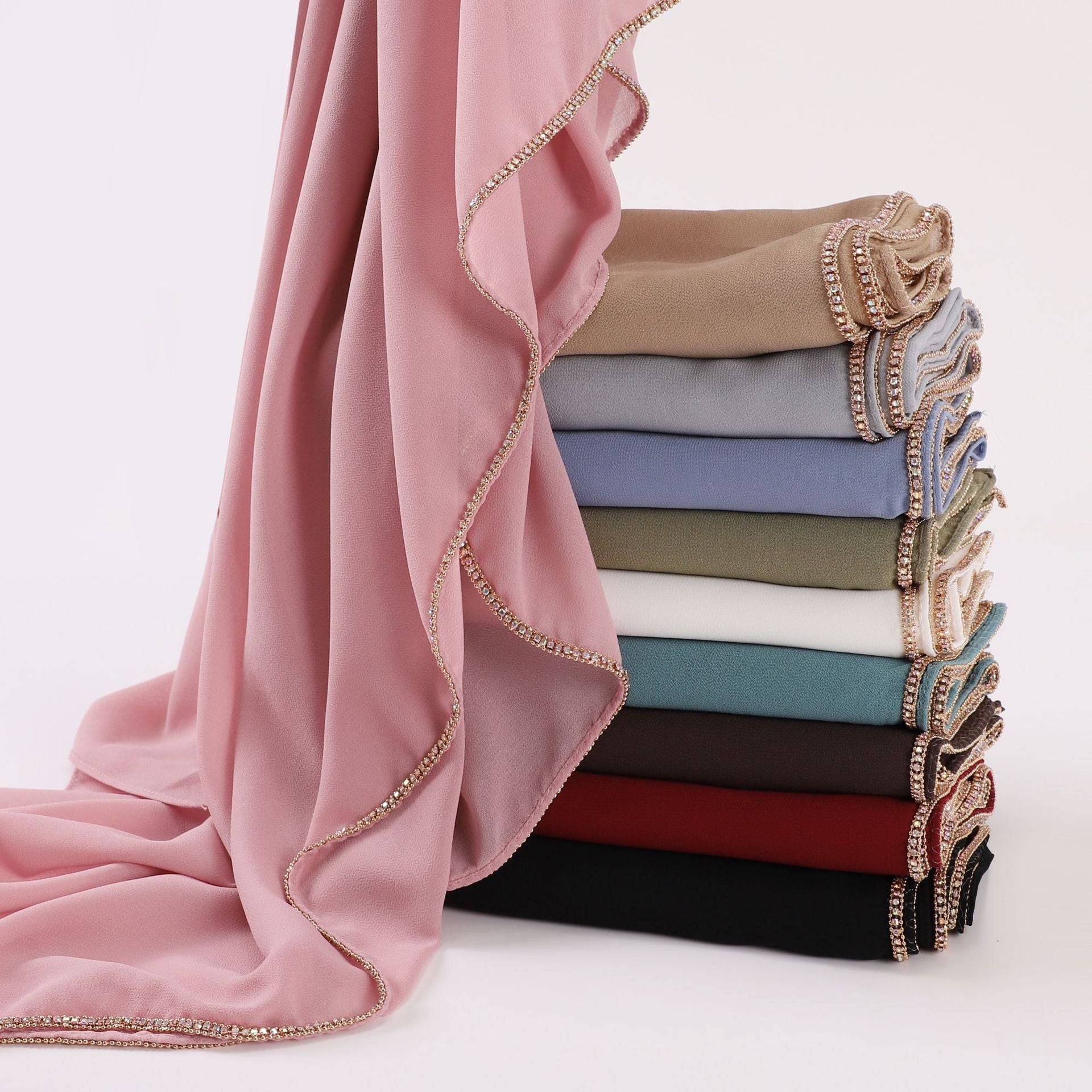 Diamond copper chain washable chiffon scarf yarn scarf Middle East Africa headscarf Malay headscarf