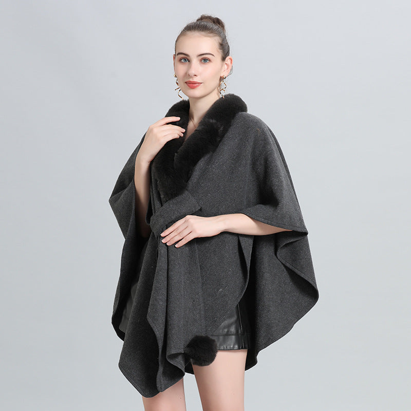 Hot autumn and winter new scarf shawl cape fur collar hairball knitted cardigan cape shawl 0962 #