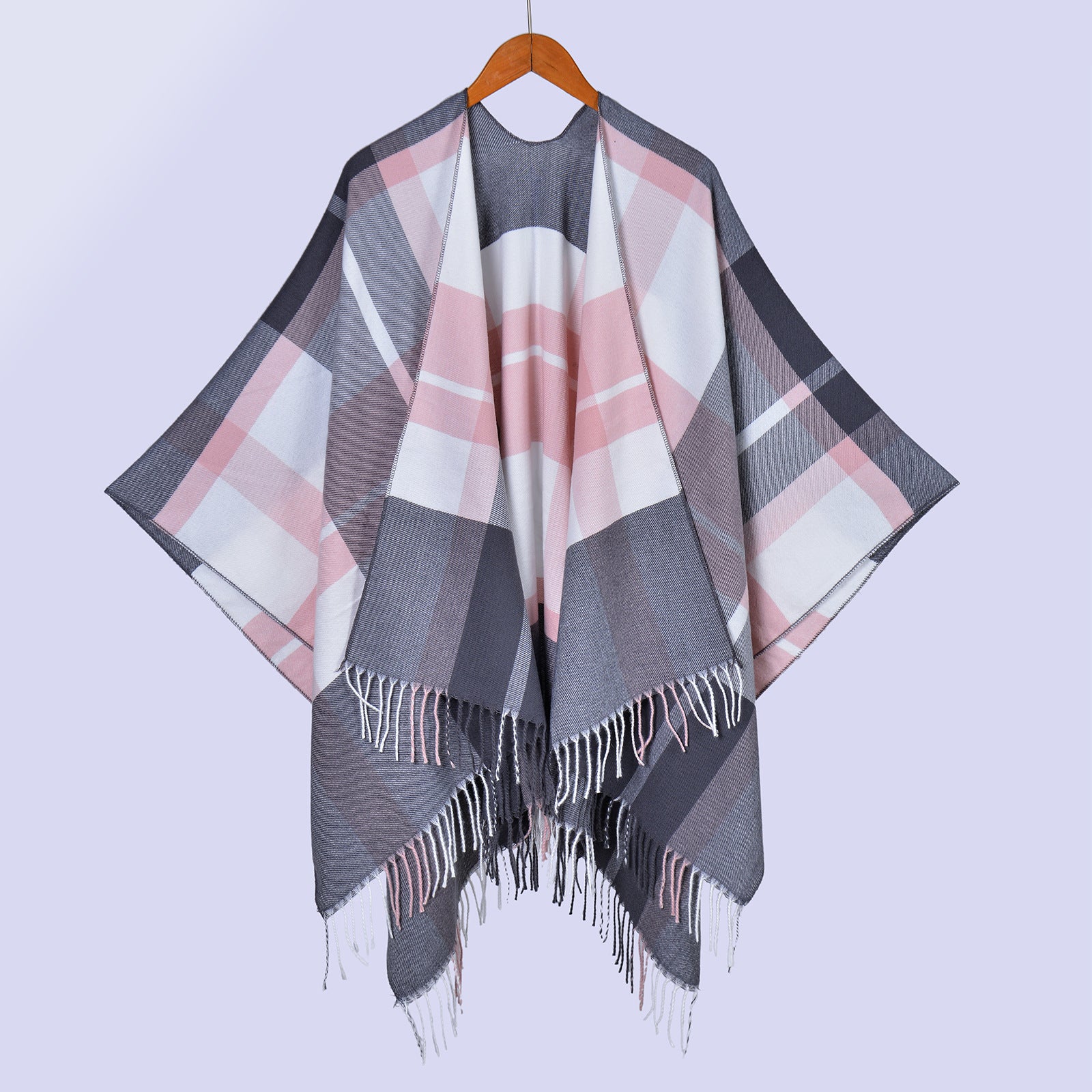 plaid fringed shawl men's and women's autumn and winter classic split-ended large shawl cape hot-selling