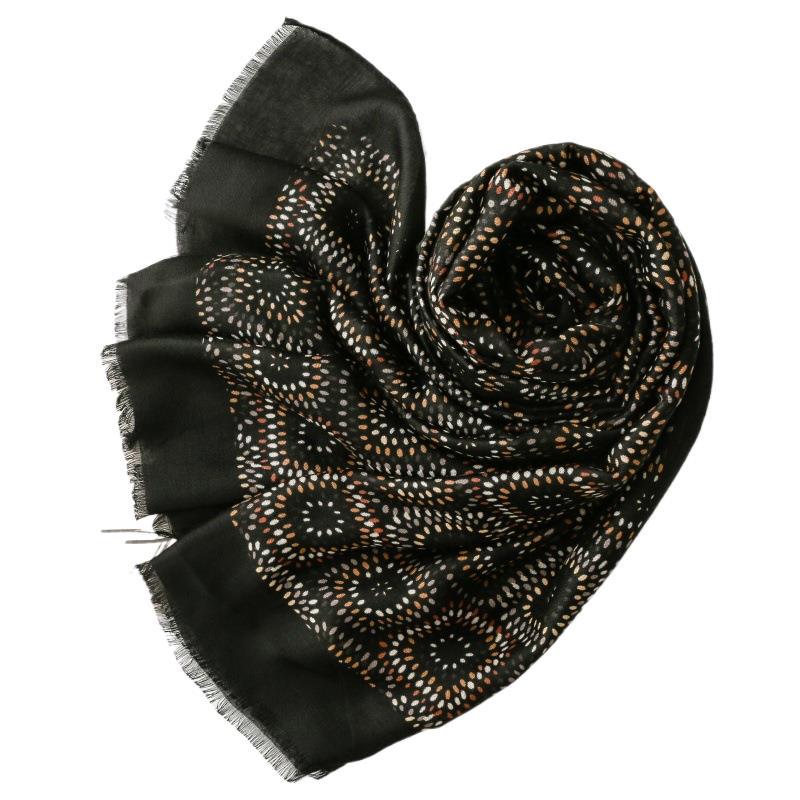 Retro ethnic style cotton and linen feel scarf fireworks kaleidoscope geometric silk scarf thick shawl women
