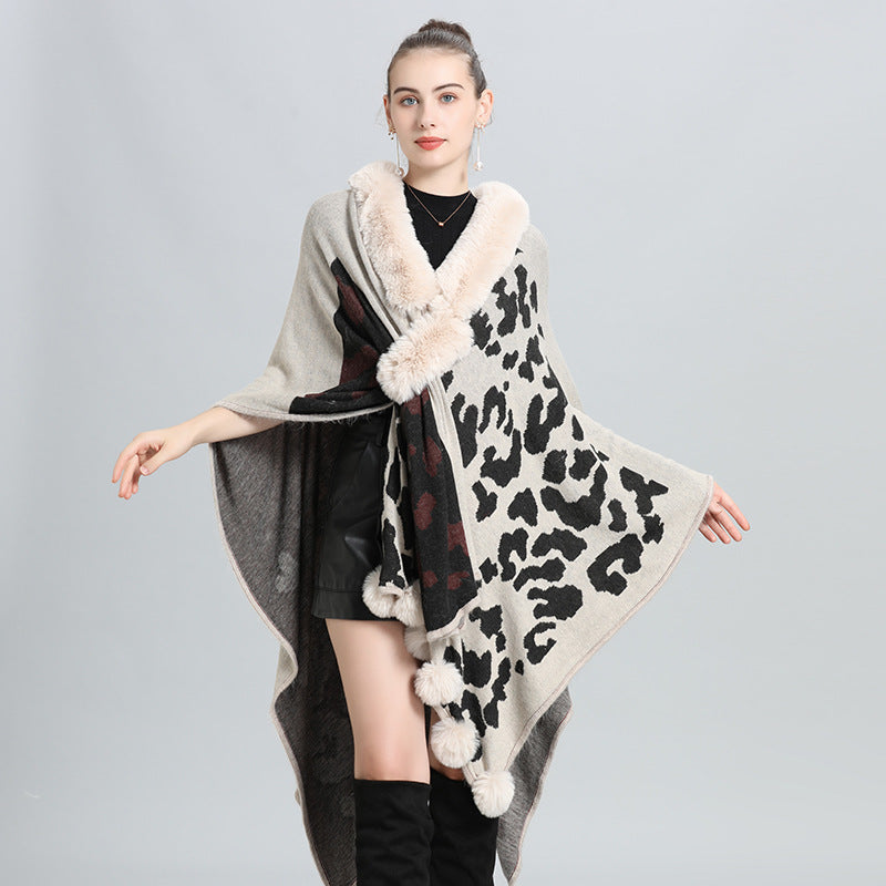 Europe, America, autumn and winter new large size loose fashion multi-purpose knitted cardigan women's cape shawl, knitted shawl 0970 #