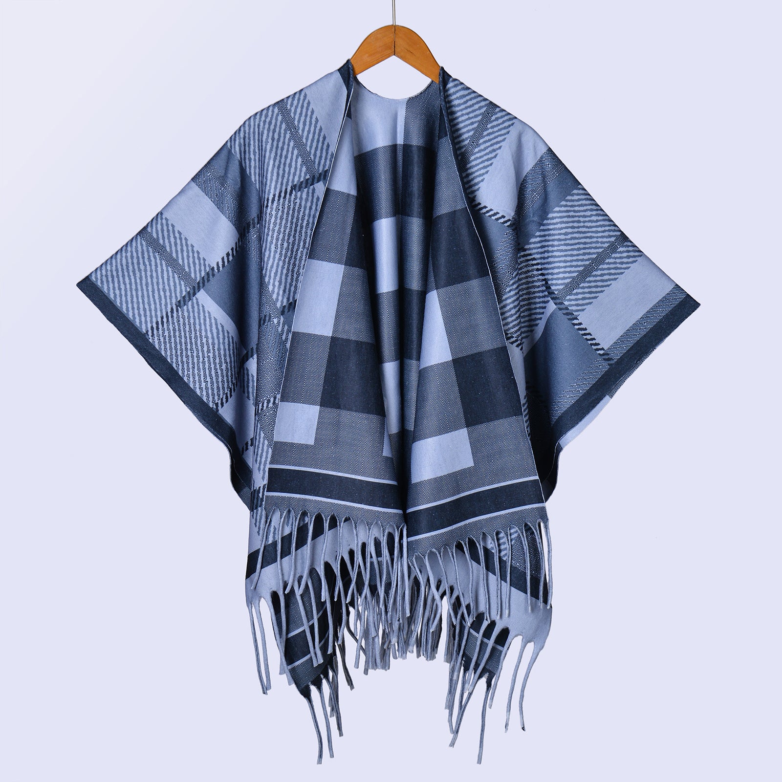 New ethnic style ink double-sided thickened shawl with women's autumn and winter retro high-end photo shawl large cape