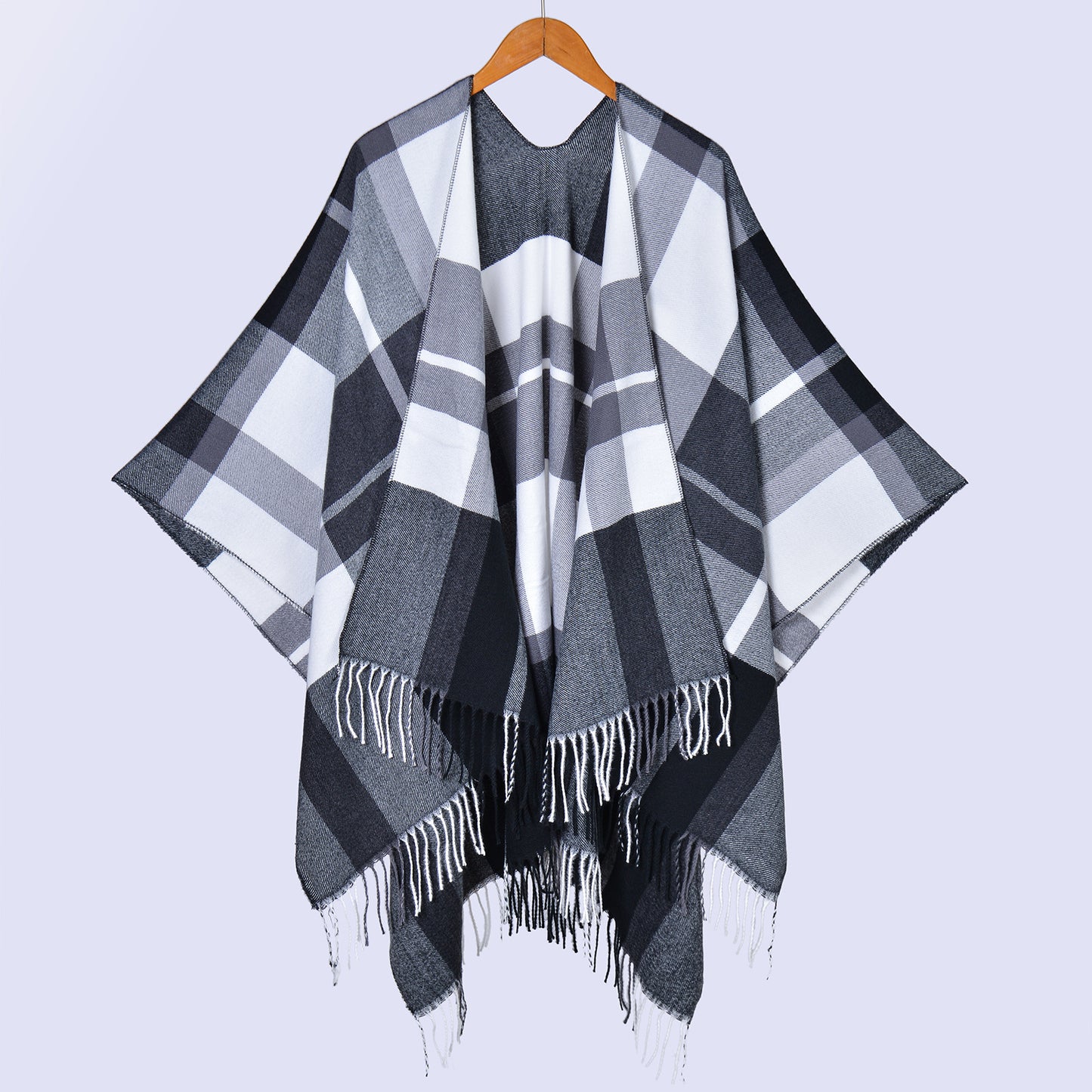 plaid fringed shawl men's and women's autumn and winter classic split-ended large shawl cape hot-selling