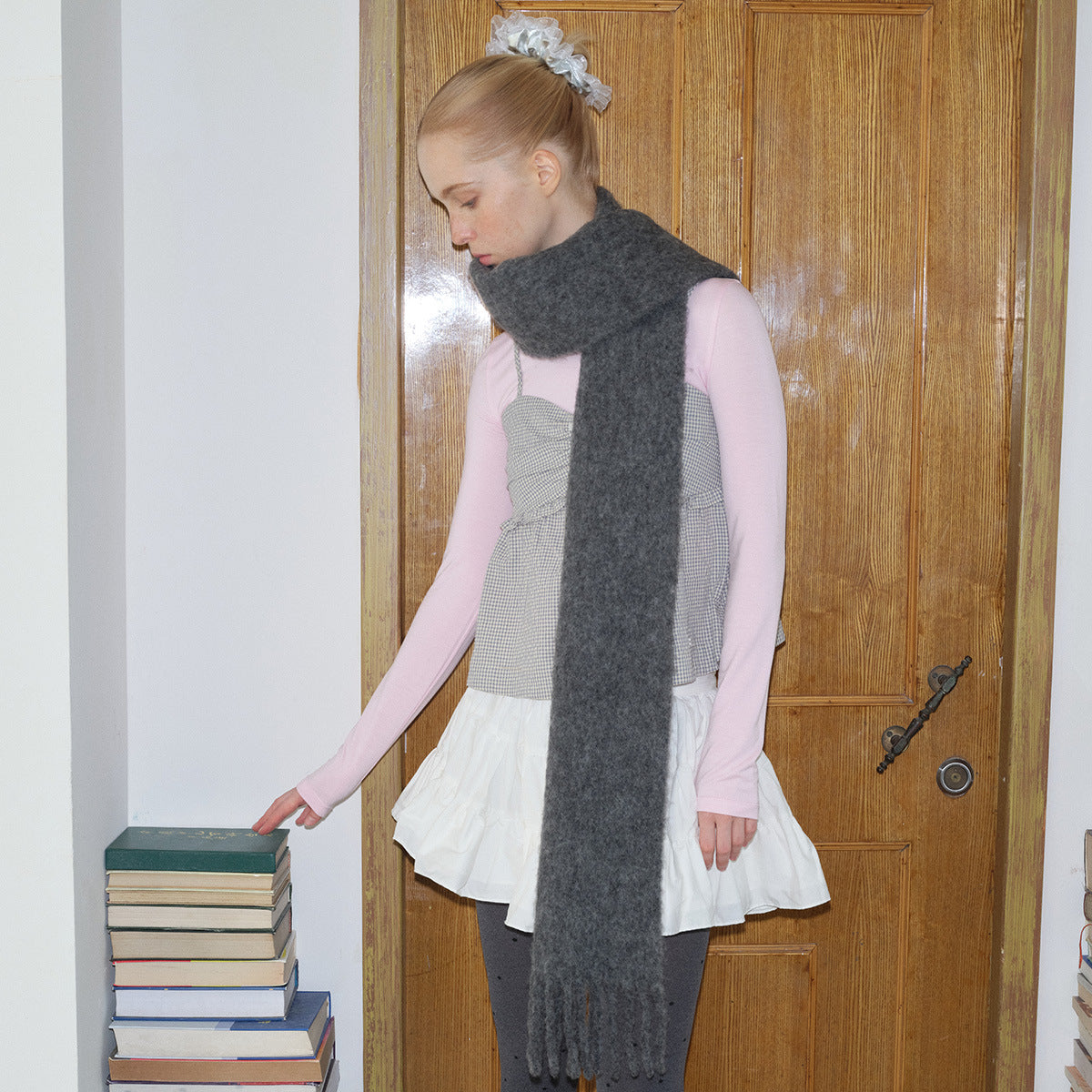 42% Alpaca Peru Alpaca Hair Scarf Women's Winter Solid Color Light and Warm Wool Scarf Alpaca