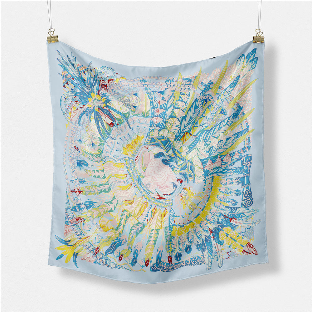 European and American fashion digital printing scarf 53cm small square scarf, women's versatile and elegant scarf tied hair band