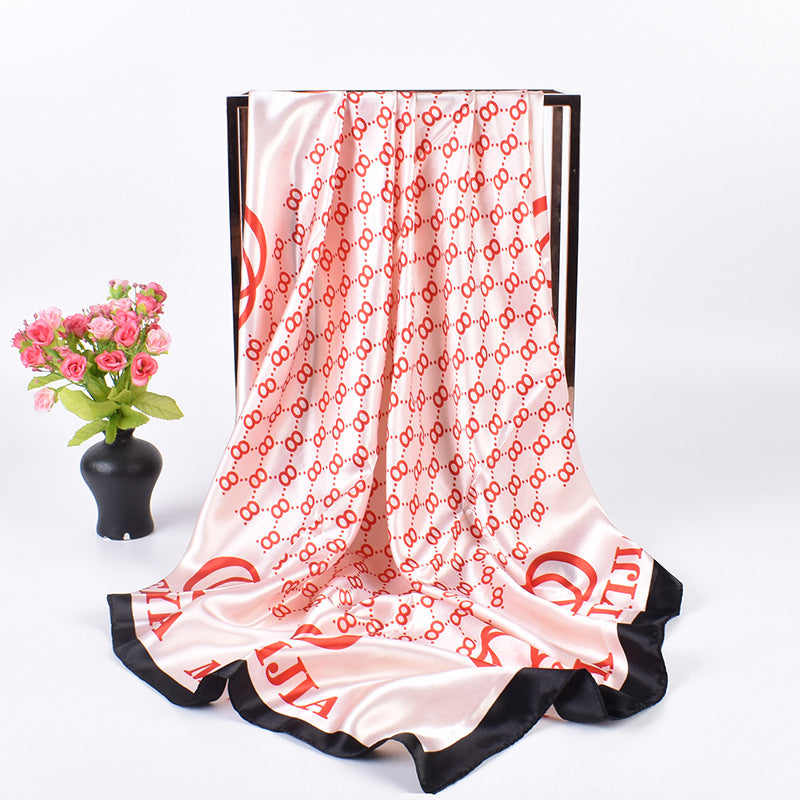 New fashionable ring letter pattern printing 90-color square towel, headscarf