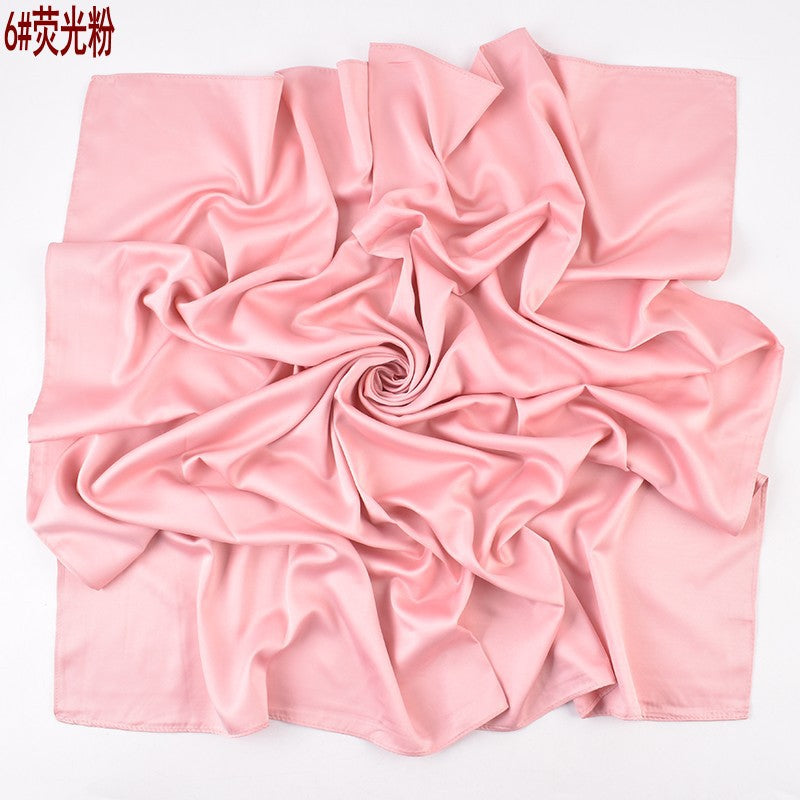 Autumn and winter new Malaysian imitation silk matte satin monochrome solid color 90 plain simple square towel batch