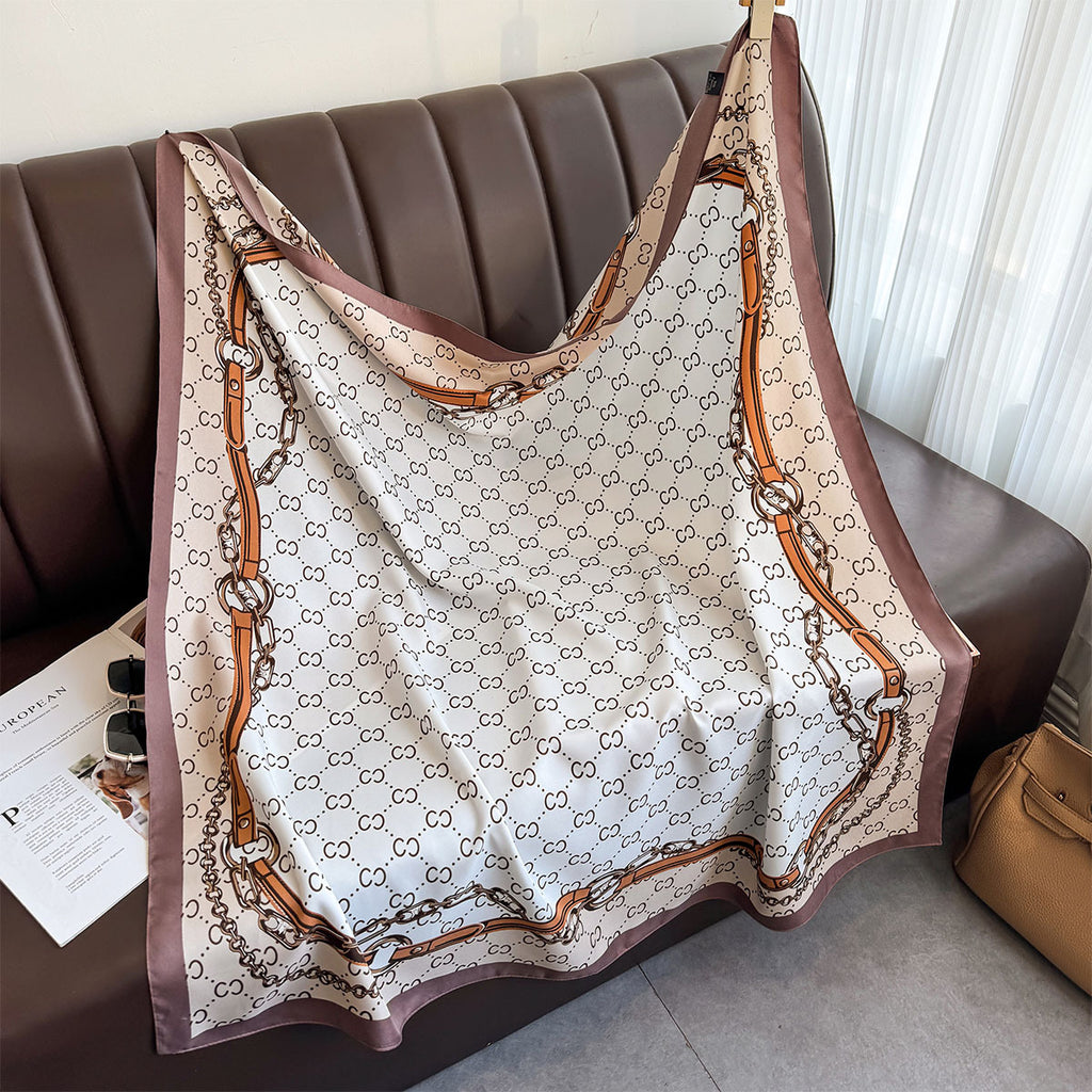 Korean version of the new twill square scarf belt, classic versatile temperament, thin silk scarf, neck protection, versatile foreign style neck