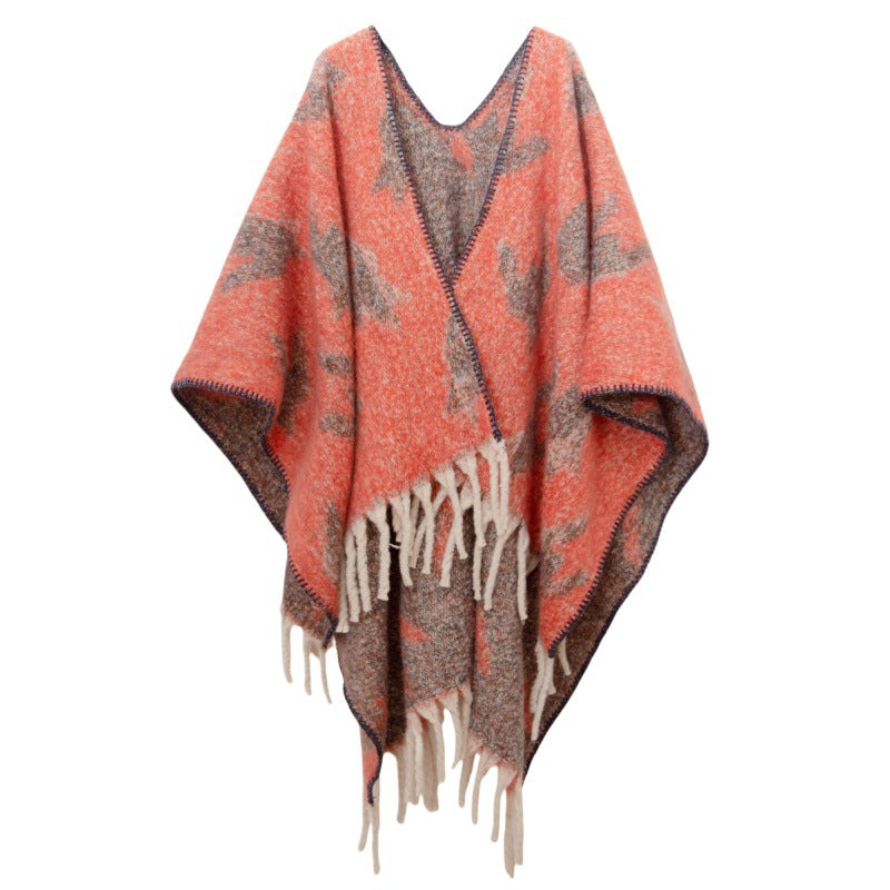 Shawl 2025 new European and American autumn and winter circle yarn imitation mohair thickened thousand bird grid shawl