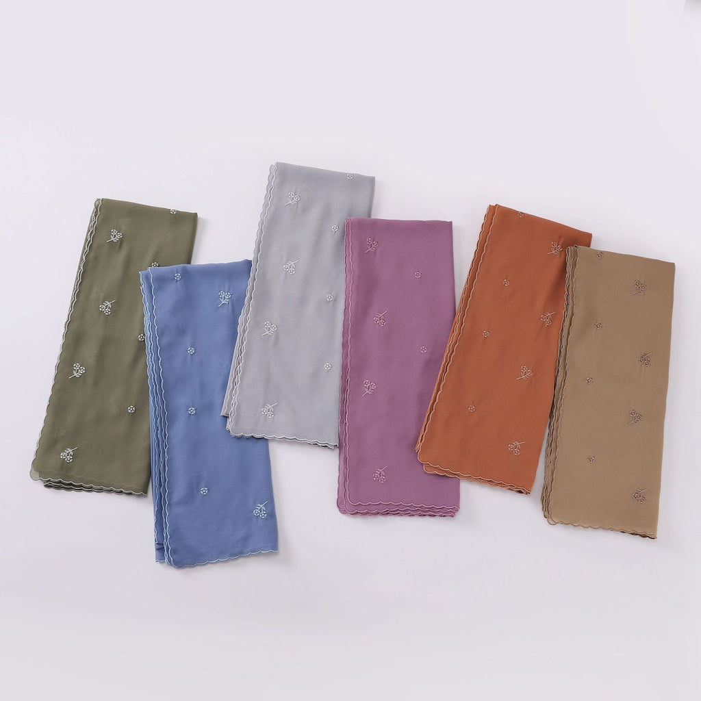 Chiffon embroidered scarf embroidered  Malaysian headscarf Middle East Africa hijab