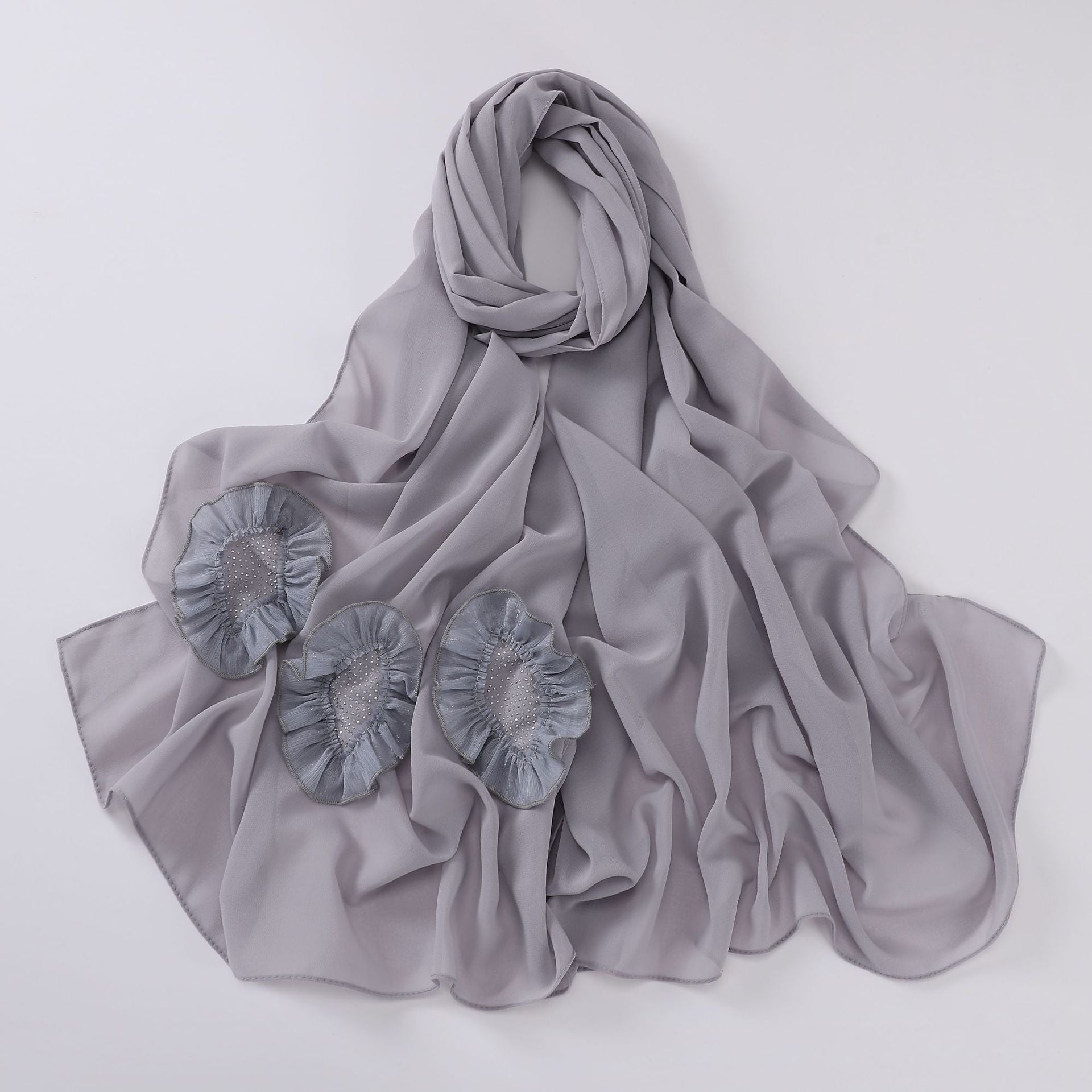 New pearl chiffon scarf, hot diamond pleated lace long scarf, Middle East and Africa headscarf, Malay hijab