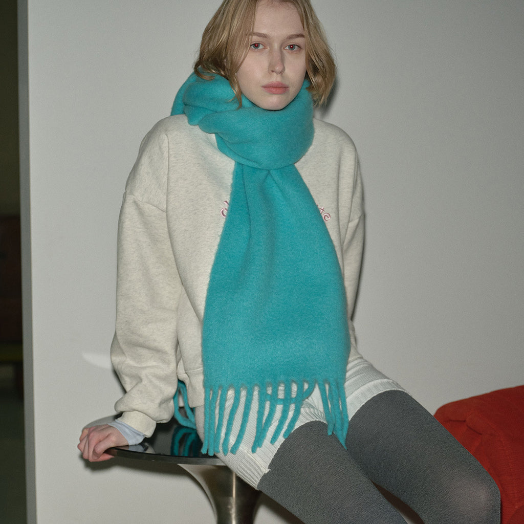 New mint green snow bud powder flat for solid color 20% wool blend scarf women's winter soft atmosphere scarf