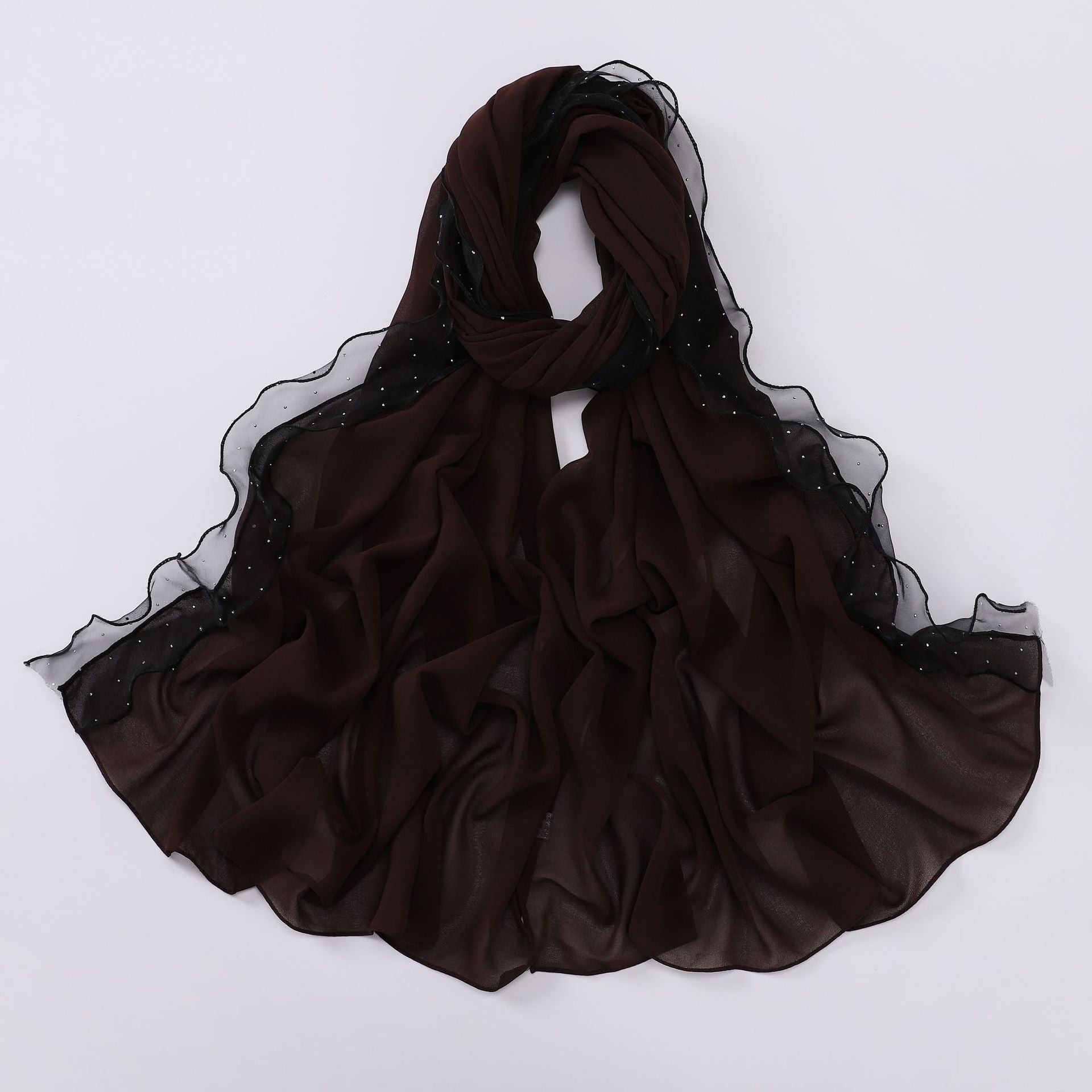 New Pearl Chiffon Hot Diamond Lace Ribbon Scarf  Malaysian, Middle Eastern, Headscarf