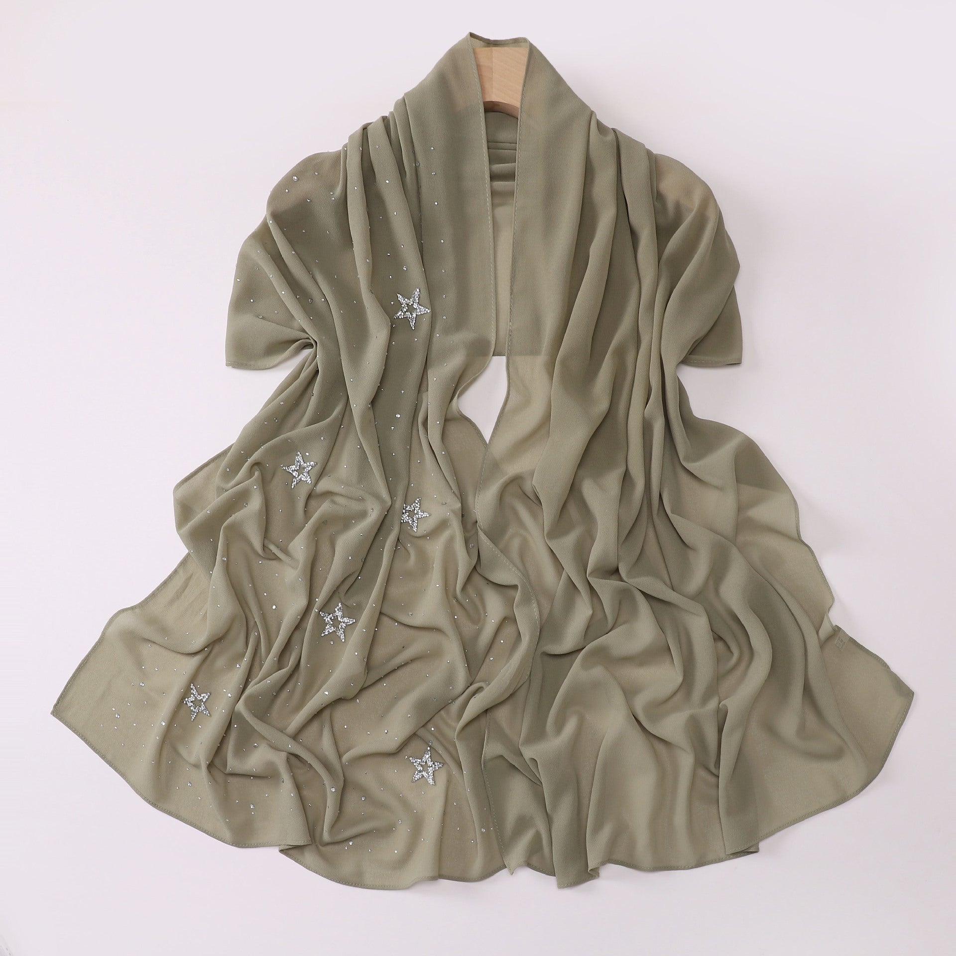 New chiffon half-width Gypsy star pentagram hot diamond long scarf, yarn scarf, Middle East Malay headscarf