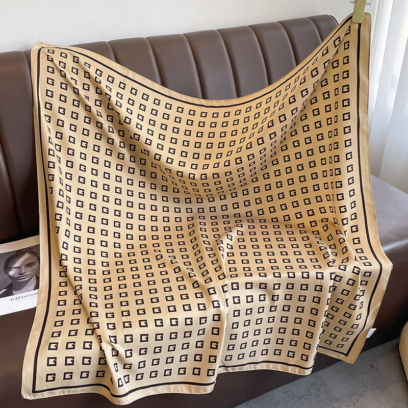 New square scarf, French retro silk scarf, women's twill silk scarf, neck cover, shawl printed scarf, weatherproof