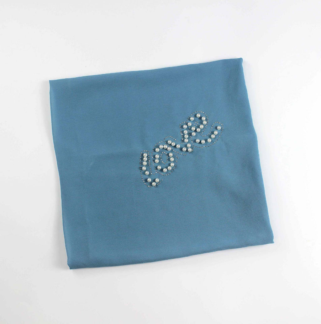Monochrome pearl chiffon hot diamond square scarf hijab