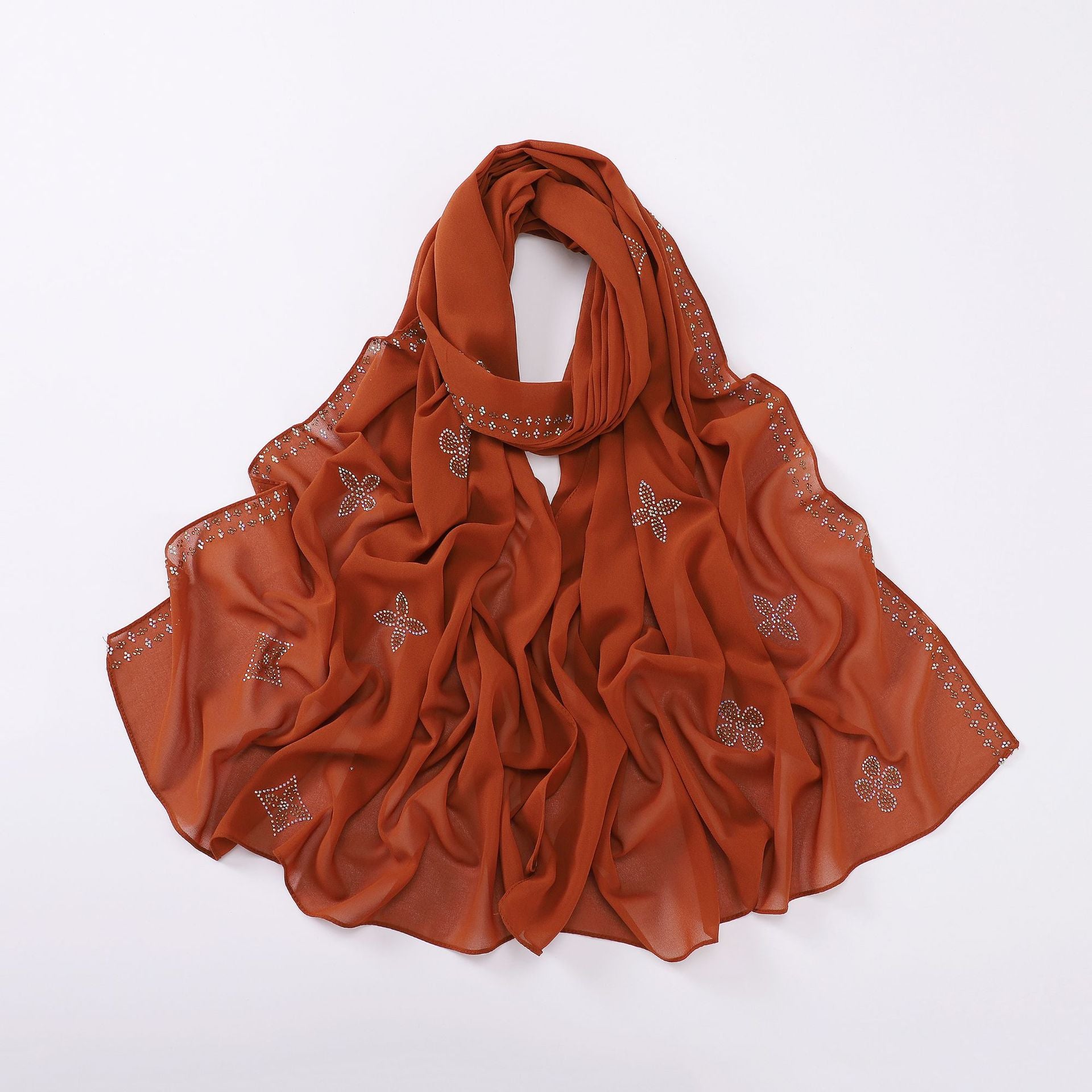 New pearl chiffon long towel boutique hot diamond yarn Middle East and Africa headscarf hijab