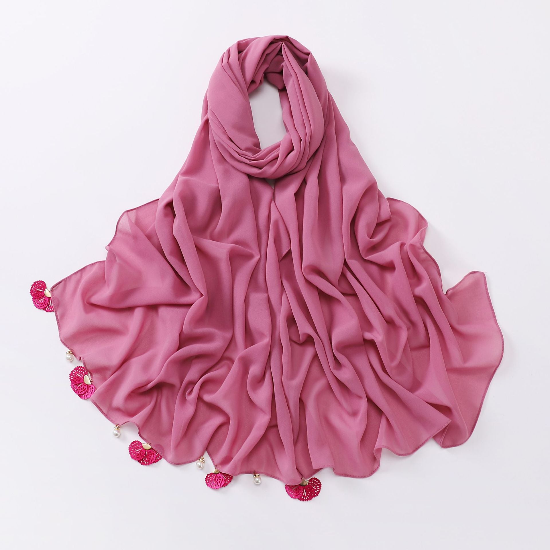 Hot-selling new solid-color chiffon scarf, thin flower hollow monochrome sunscreen shawl fashion headscarf women