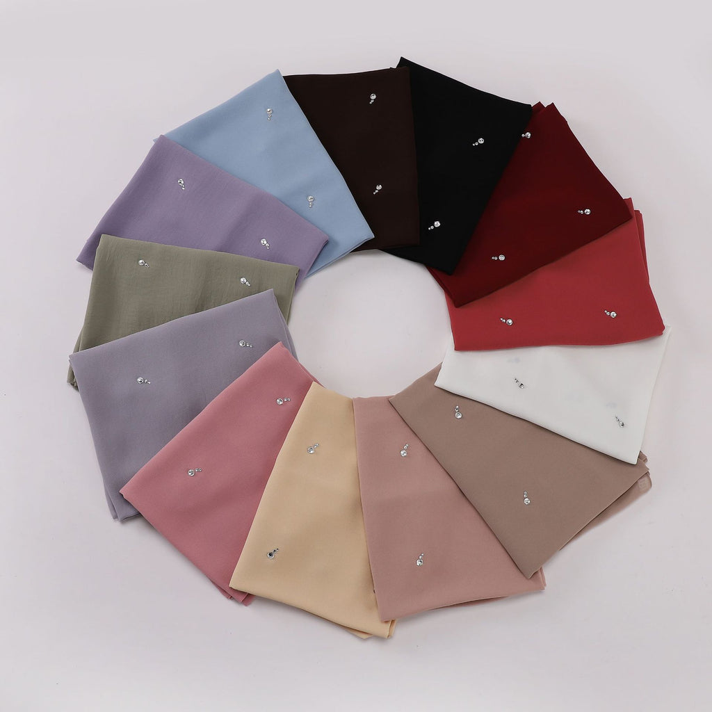 New pearl chiffon long scarf boutique tears water drop diamond scarf Middle East Africa headscarf hijab