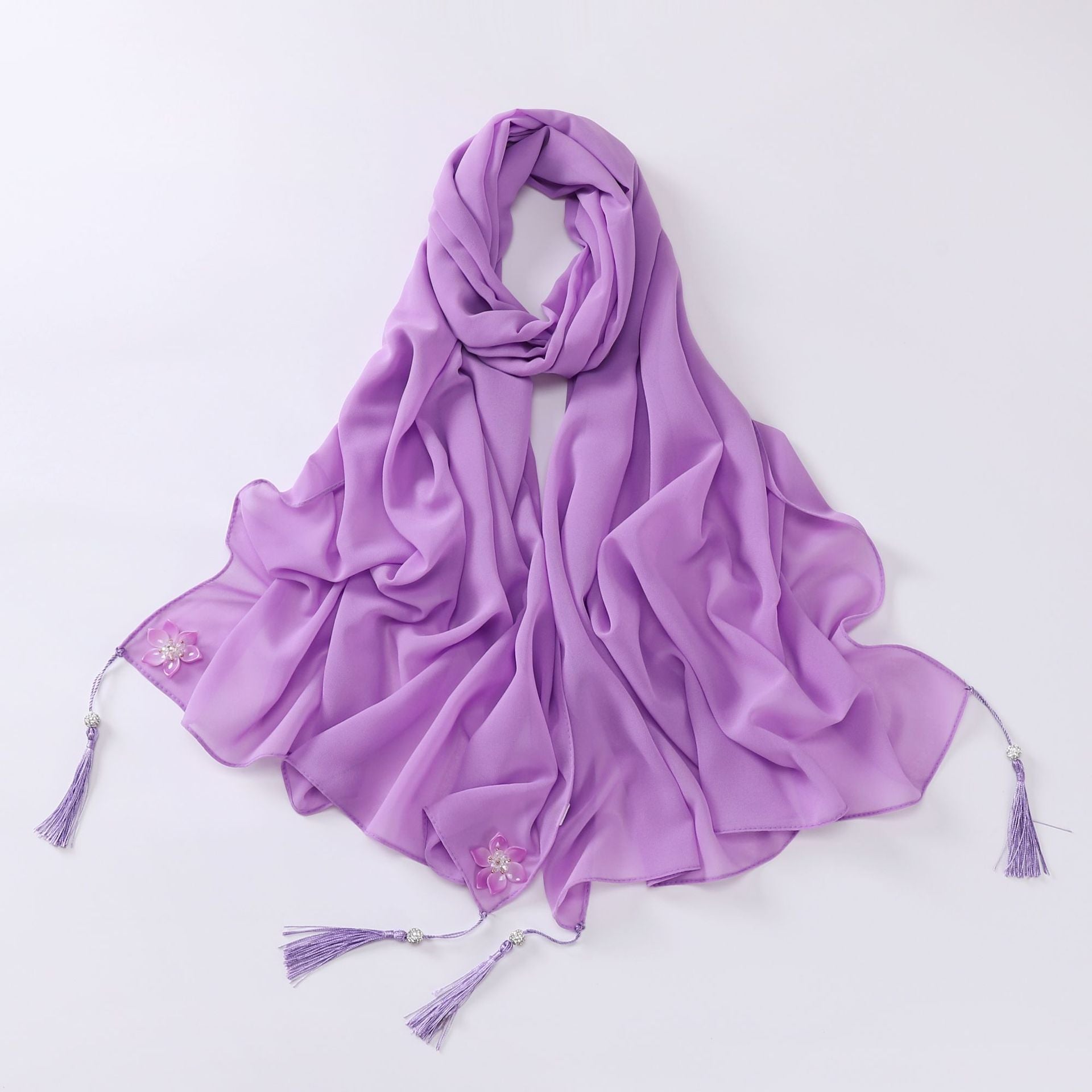 newdiamond tassel monochrome pearl chiffon  women's head scarf hijab