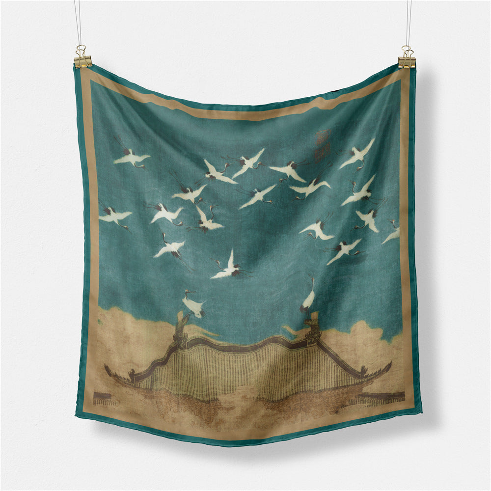 Simple, fashionable and versatile literary and artistic fan 53cm small square scarf, Van Gogh art oil painting, women's scarf silk scarf