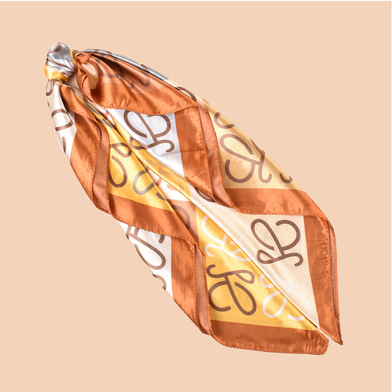 The new foreign style is simple, European versatile 90-satin, printed square scarf, head bag, silk scarf, shawl.