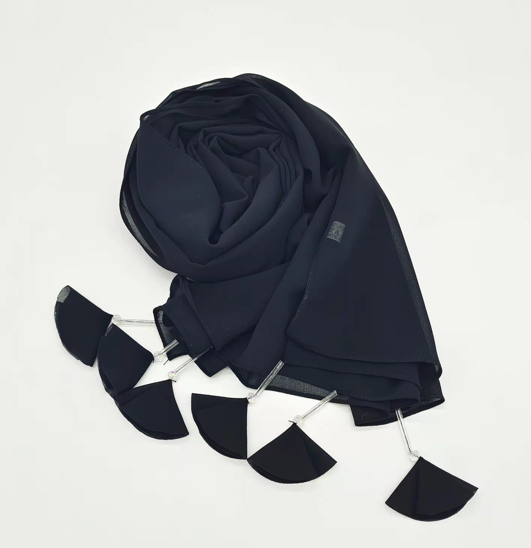 New crystal flower fringed pearl chiffon long towel women's hijab malaysia Indonesian Headscarf