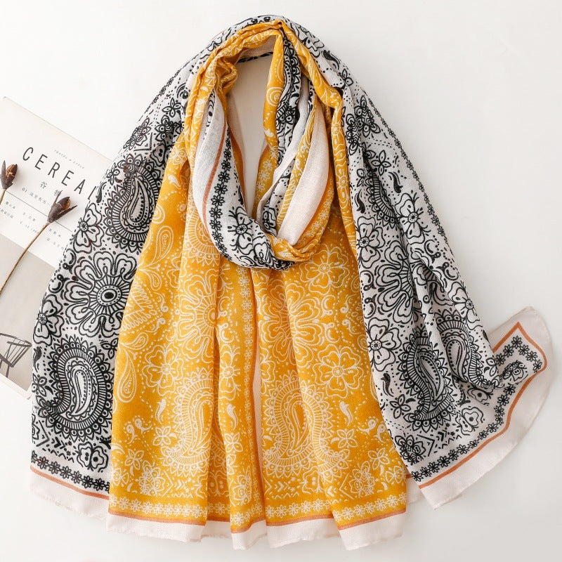 Scarf fashion double spell small paisley cashew flower silk scarf travel vacation shawl women