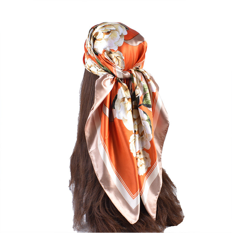 New fashionable and elegant natural flower pattern printing high-quality 90 * 90 color square towel