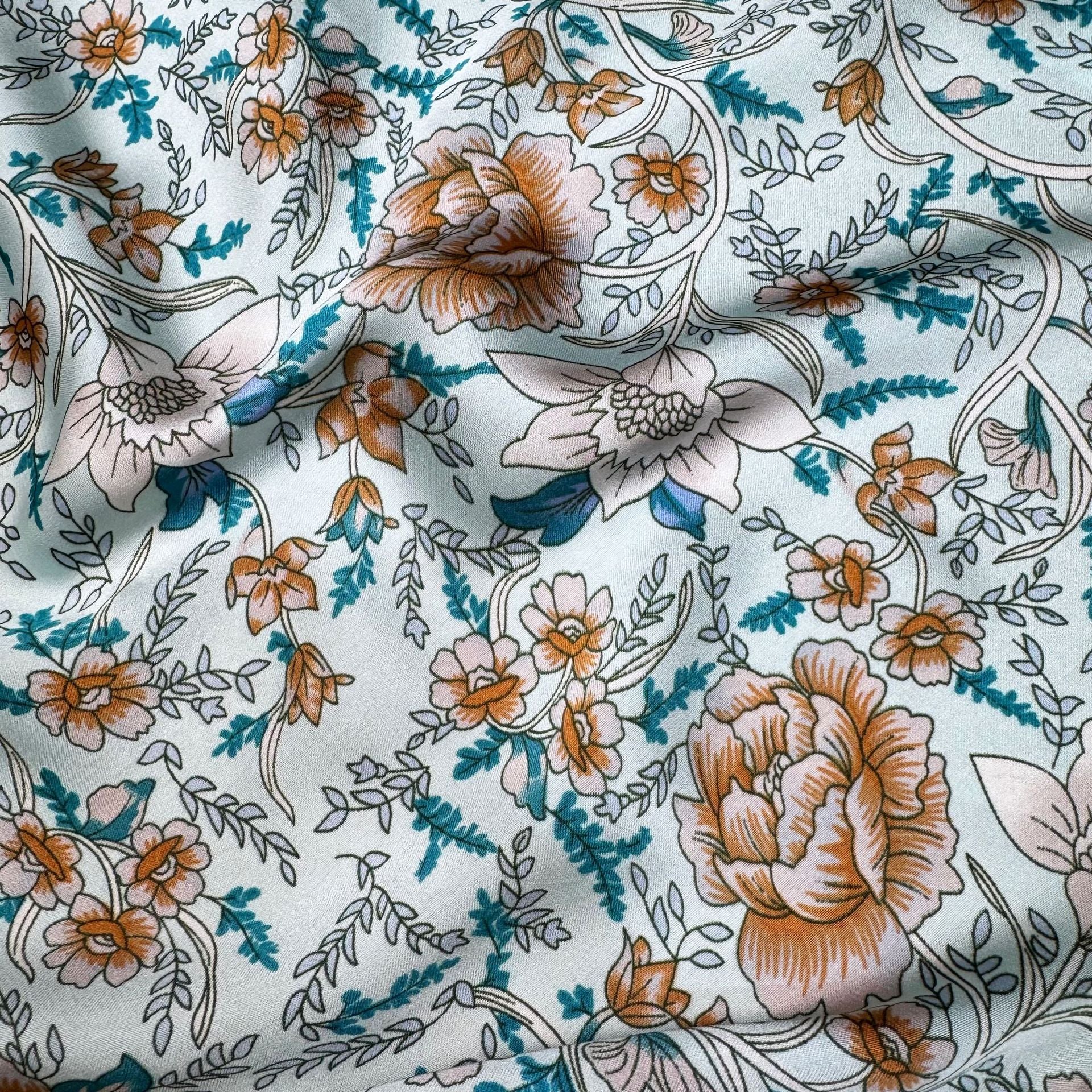 Simple and elegant plant flower brocade long silk scarf, literary small fresh imitation silk lady's outer shawl