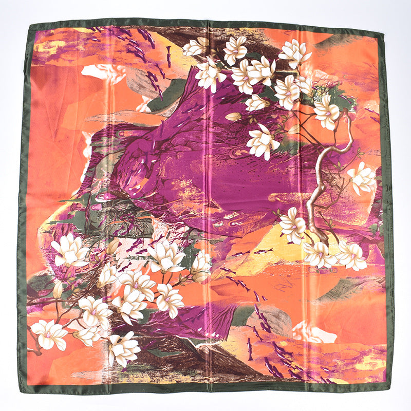 New fashionable versatile natural landscape pattern printing high-quality 90 * 90 color square towel