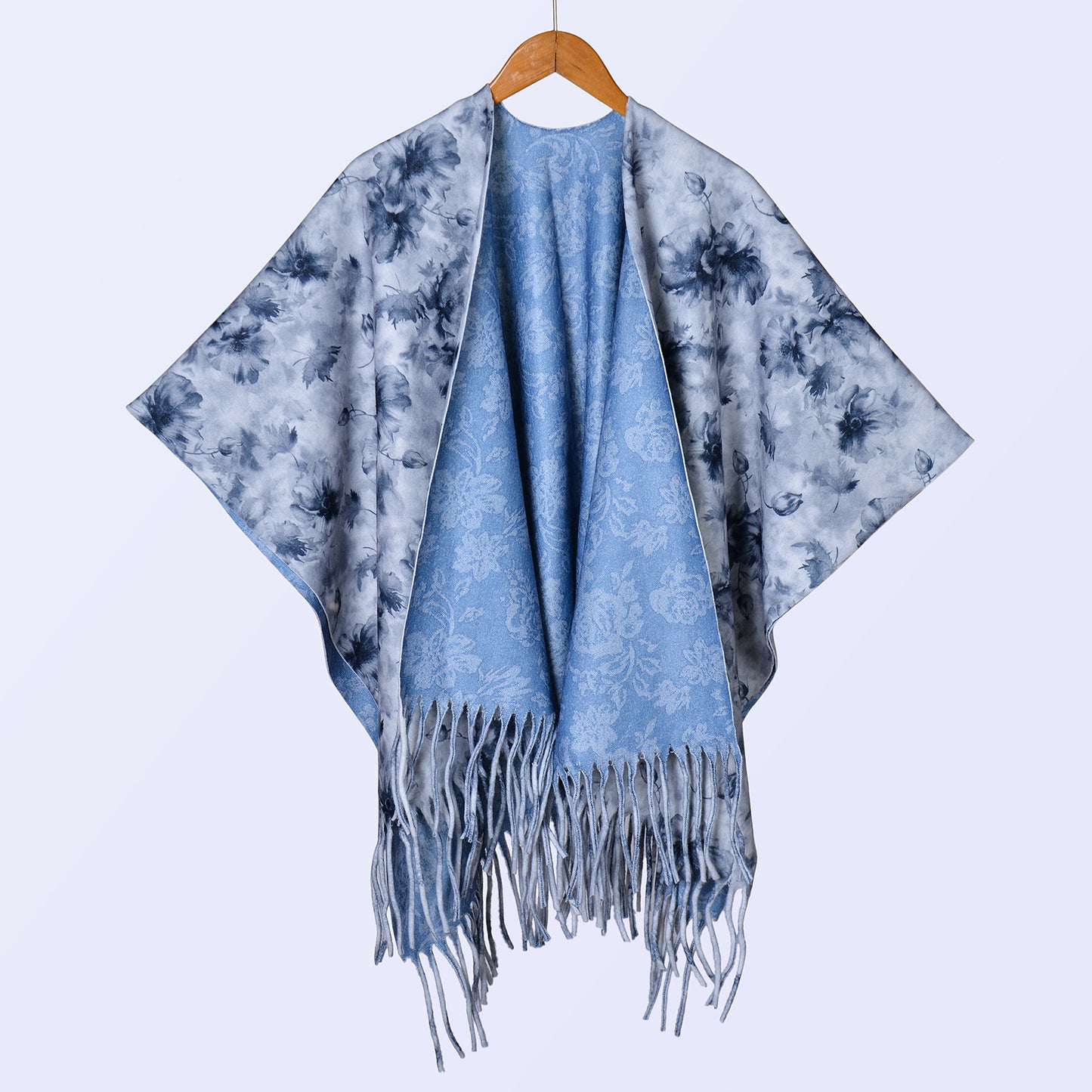 New ethnic style ink double-sided thickened shawl with women's autumn and winter retro high-end photo shawl large cape