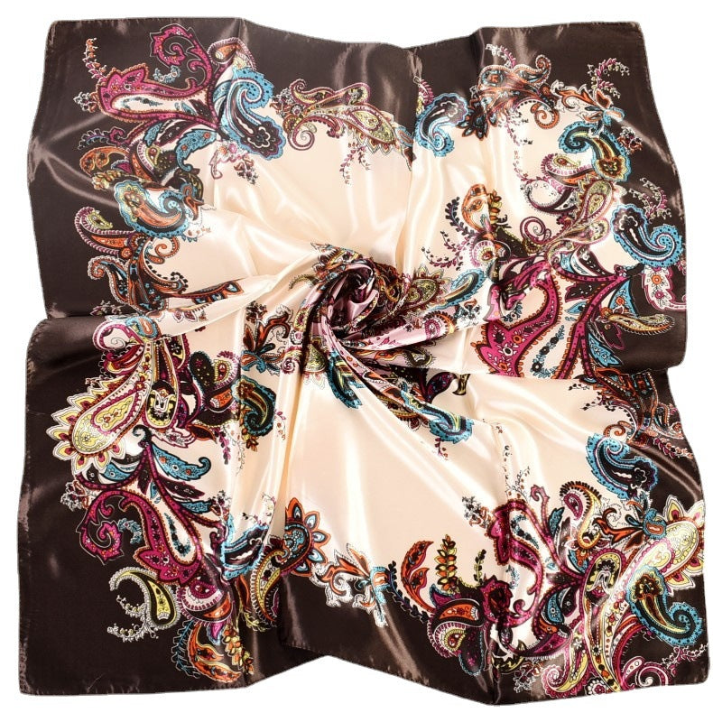 Fashion women's autumn and winter new large cashew flower large square scarf silk scarf, printed fashion headscarf