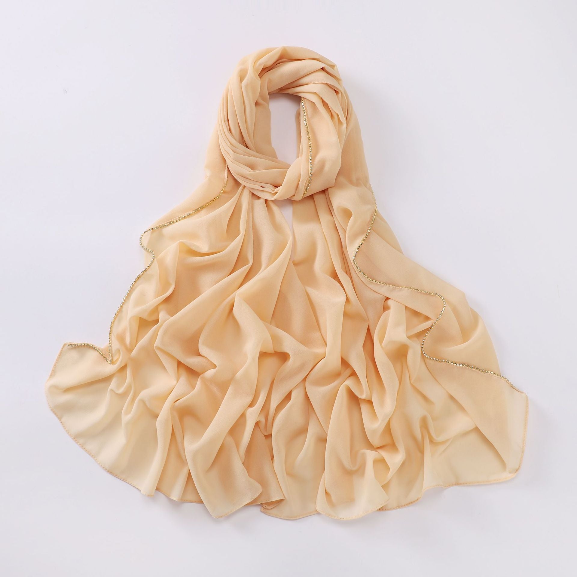 New Pearl Chiffon High Quality Diamond Claw Chain Scarf Yarn Middle East Africa Headscarf