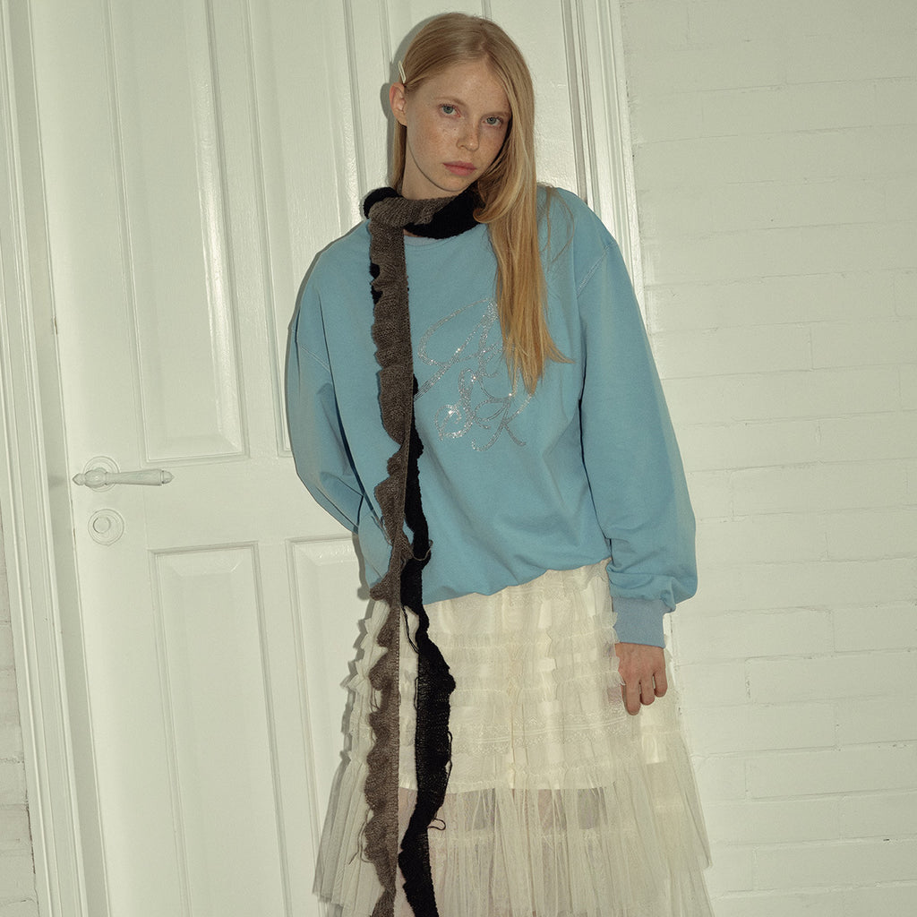 Wool mohair blended flat for spiral weaving hand-hung beard fringed small scarf men's scarf