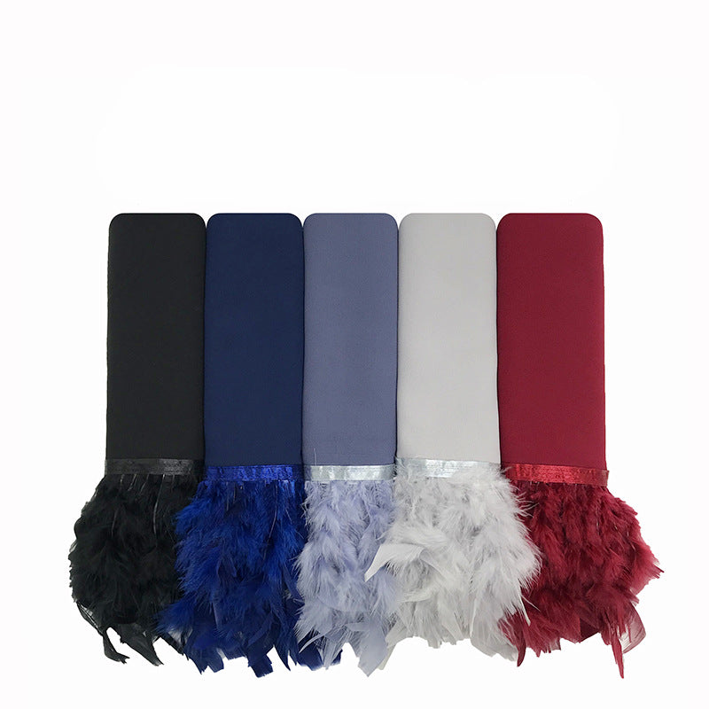 New Pearl Chiffon Feather Bag Head Scarf Malaysia Indonesia Gauze Ostrich Hair Scarf