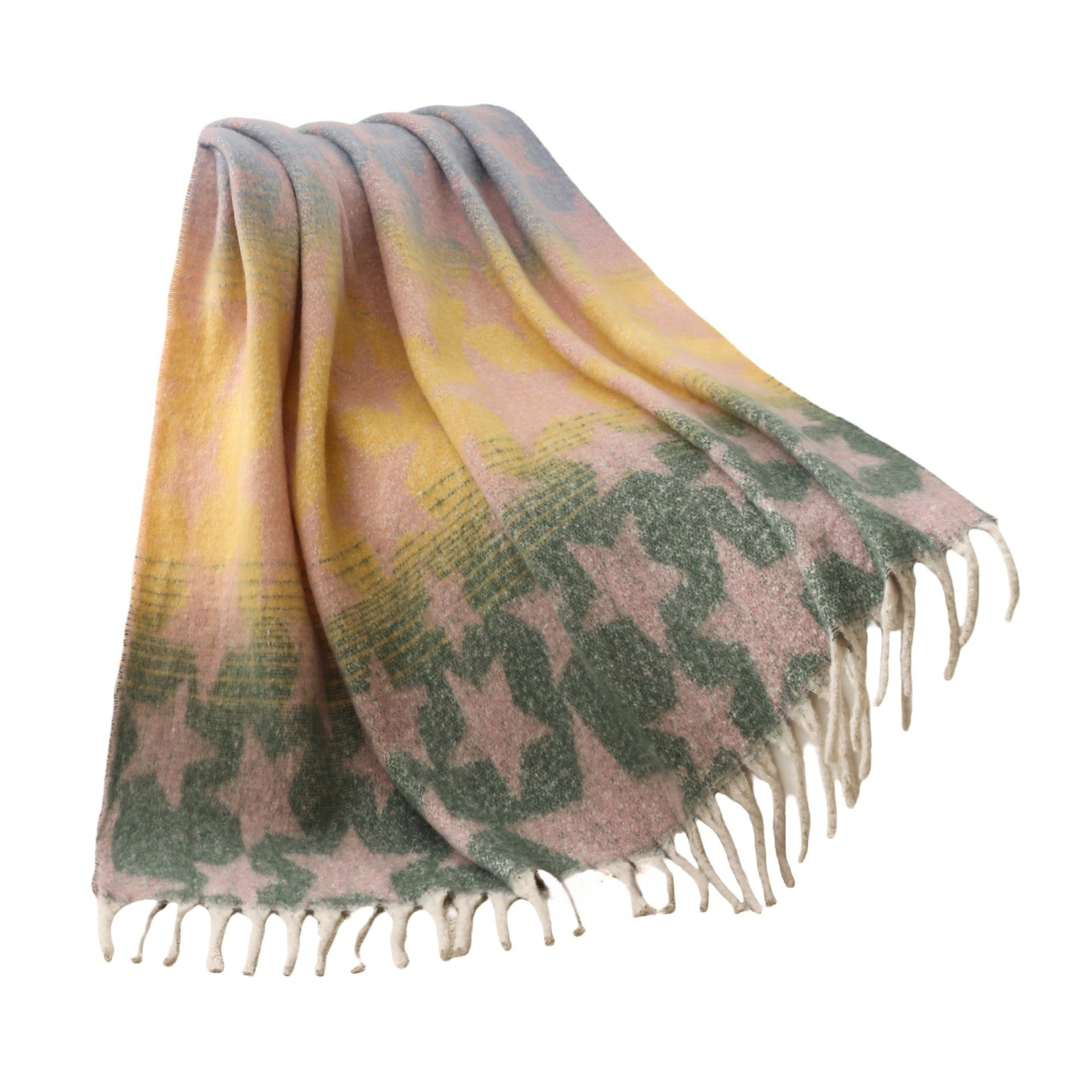 Blanket new European and American autumn and winter imitation mohair thickened large shawl jacquard star blanket