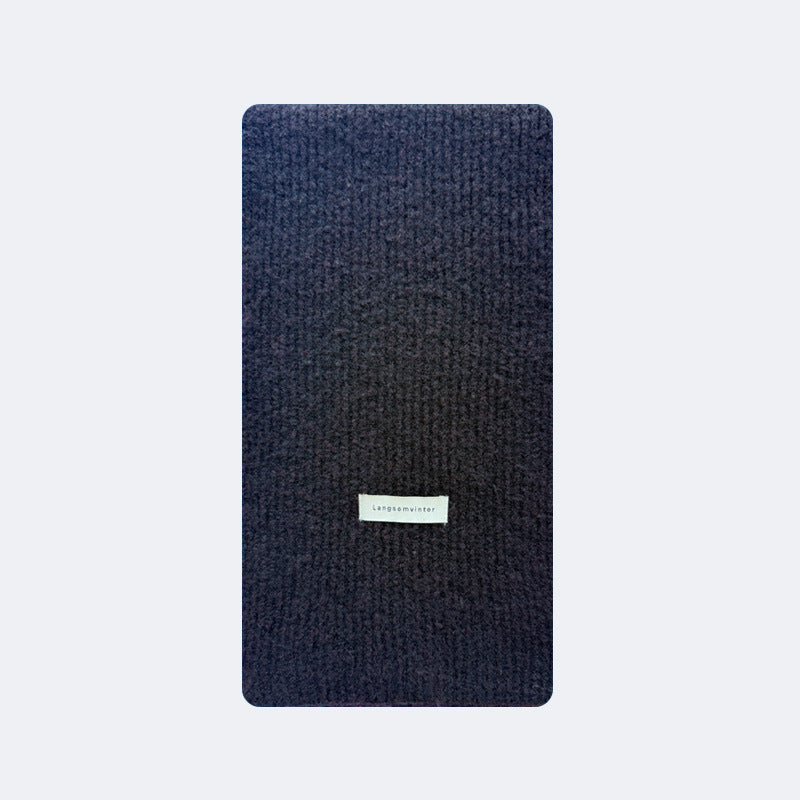 Wool blended solid color classic drawstring knitted scarf women's winter soft waxy Korean atmosphere wool scarf