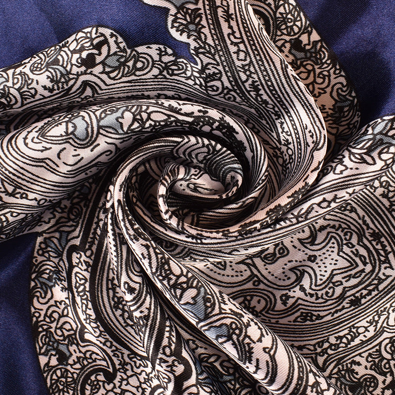 New 90cm-satin retro-style printed square scarf with sunscreen, head silk scarf decoration, scarf