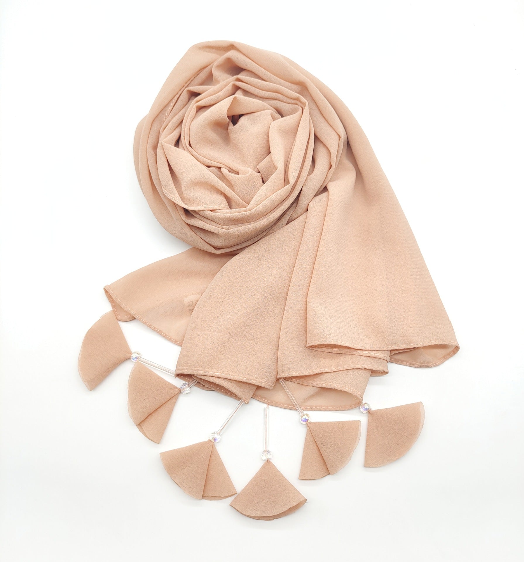 New crystal flower fringed pearl chiffon long towel women's hijab malaysia Indonesian Headscarf