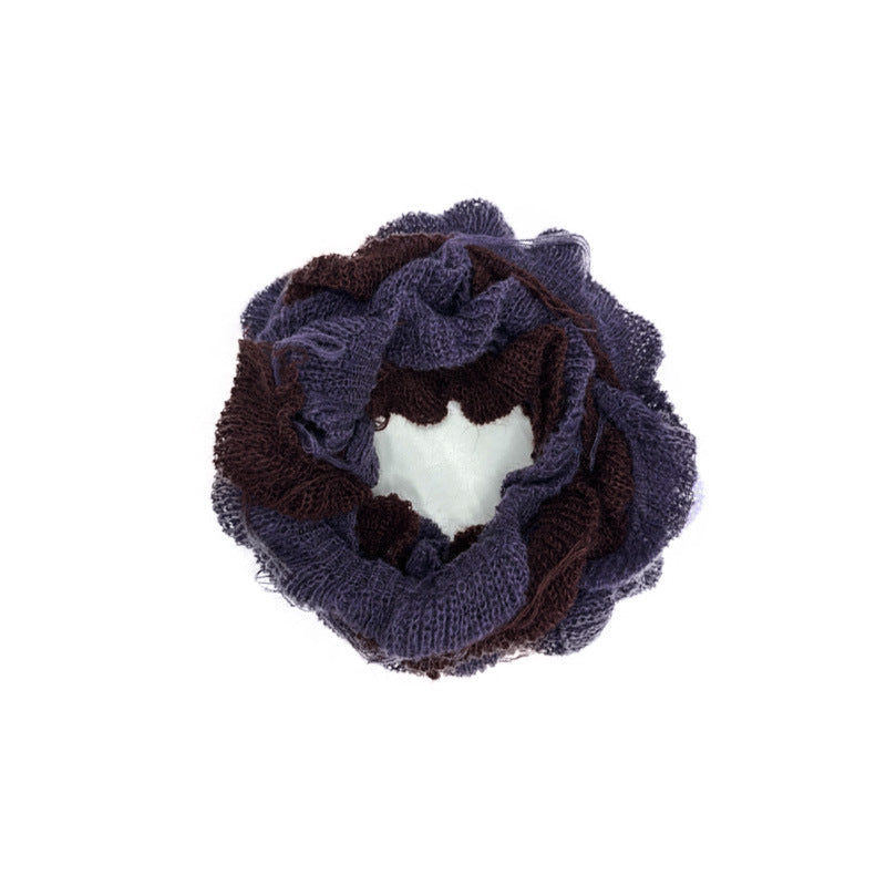 Wool mohair blended flat for spiral weaving hand-hung beard fringed small scarf men's scarf