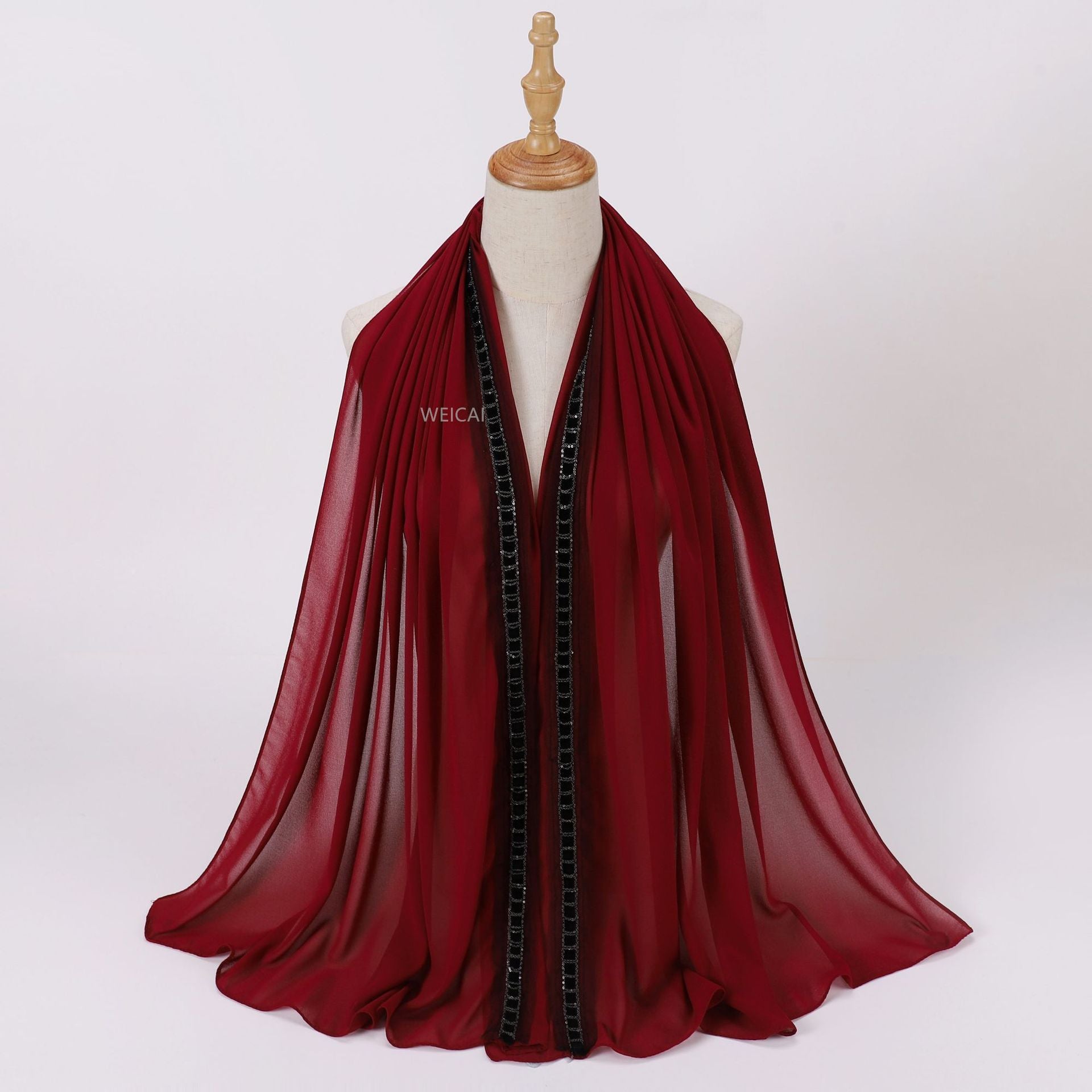 New solid color pearl chiffon chain lace jewelry  scarf headscarf bubble scarf Middle East Malay headscarf