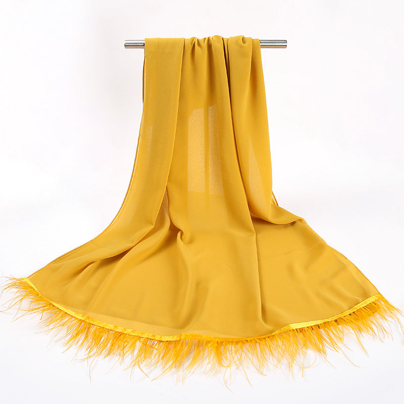New pearl chiffon scarf feather  Middle East African headscarf hijab